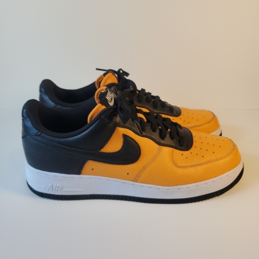 Men's 12.5‎ Nike Air Force 1 By You Custom Black  All Yellow Toe